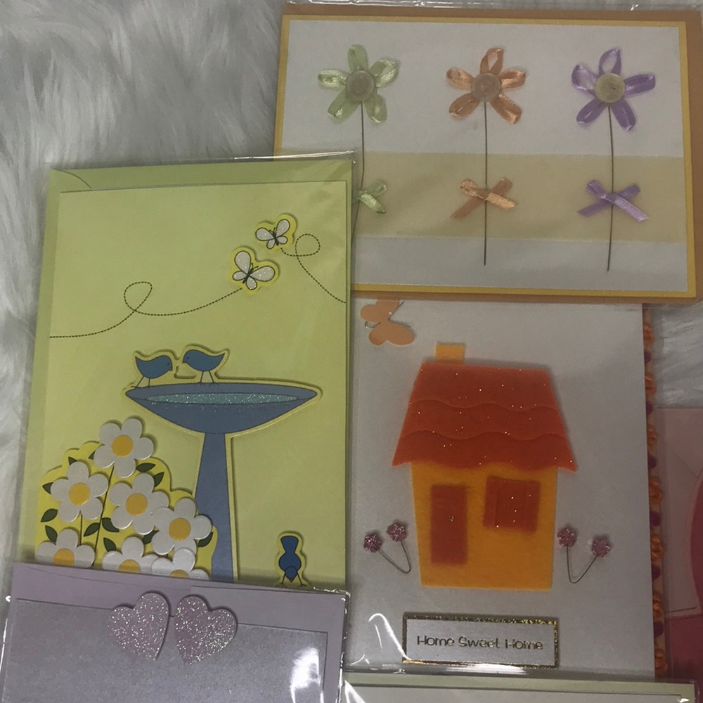 Greeting Cards Set of 7  Wedding Get Well Blank Brand New Handmade Unique Paper - Picture 3 of 5